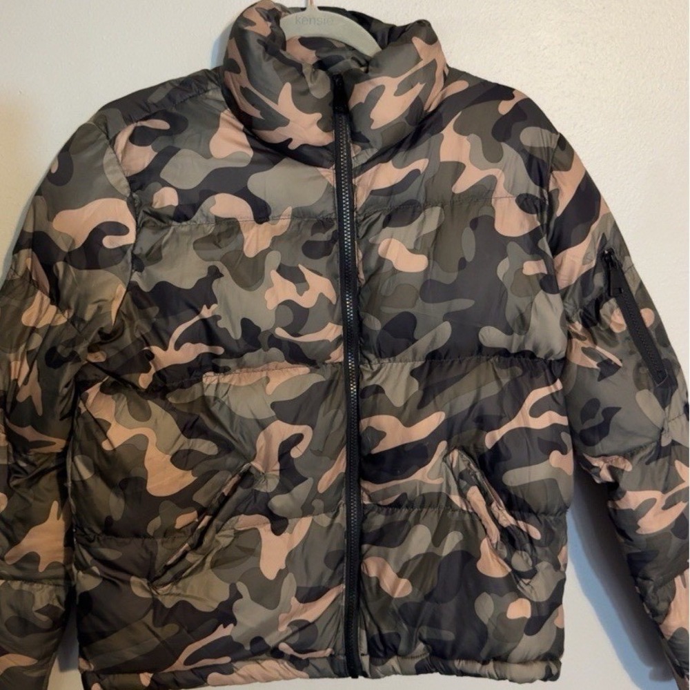 Ci Sono Los Angeles Camo Puffer Jacket Womens Large Green Camouflage Full Zip